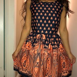 printed high neck skater dress